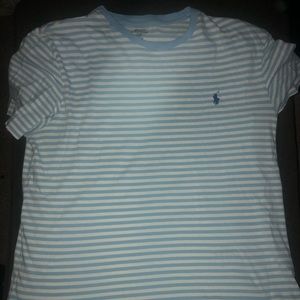 Light Blue Striped R&L Polo t shirt